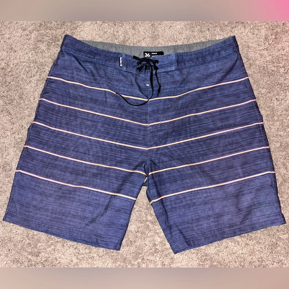Hurley navy blue with orange Stripes Board Shorts swim
